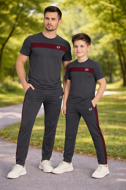 Like Father Like Son-Grey/Maroon Combo#156