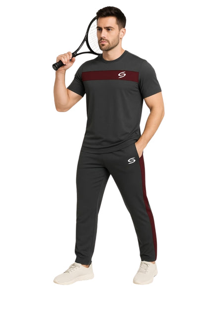 BS Man’s DryFit TrackSuit Grey/Maroon Combo #156