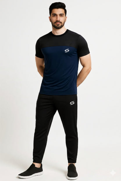 BS Man’s DryFit TrackSuit Navy Blue/Black Combo #162