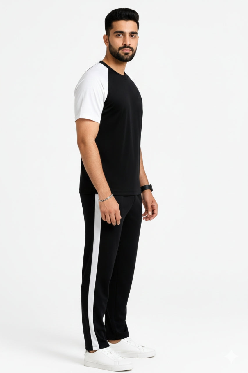 BS Man’s DryFit TrackSuit Black/White Combo #165 - blacksparrow