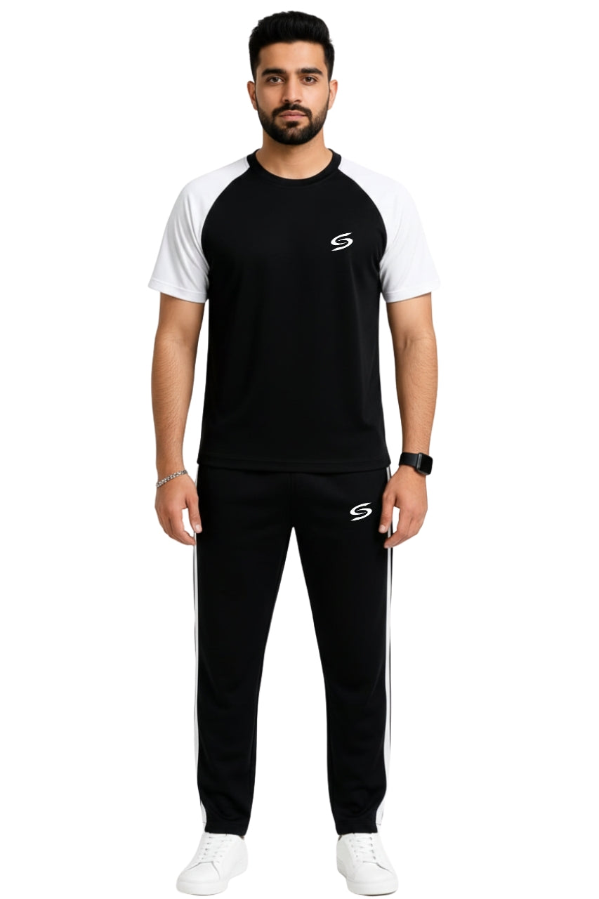 BS Man’s DryFit TrackSuit Black/White Combo #165