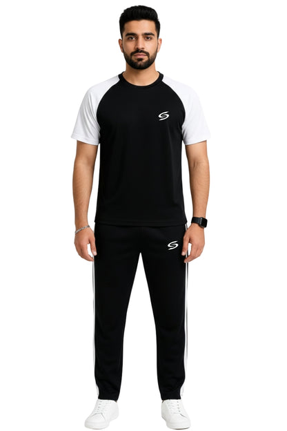 BS Man’s DryFit TrackSuit Black/White Combo #165