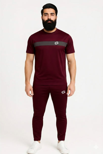 BS Man’s DryFit TrackSuit Maroon/Grey Combo #166