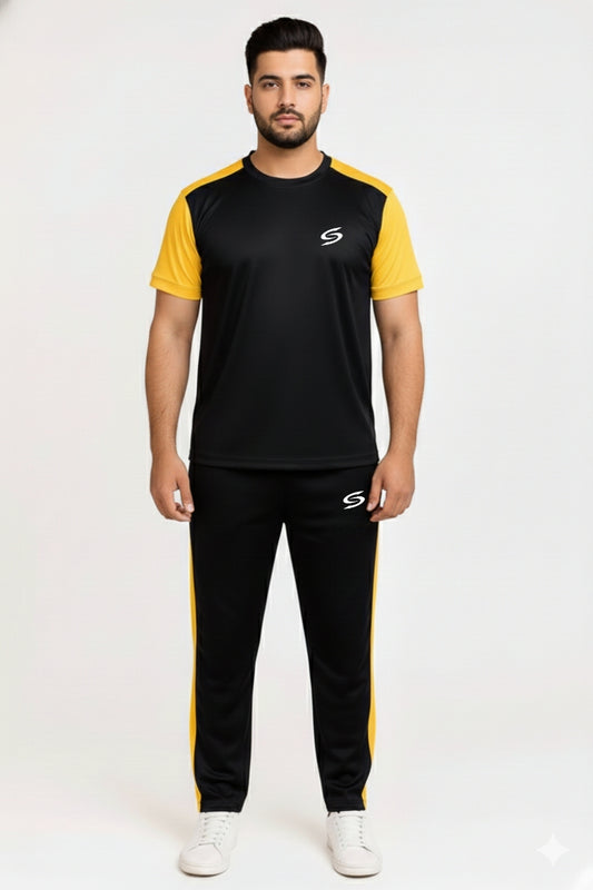 BS Man’s DryFit TrackSuit Black/Yellow Combo #171