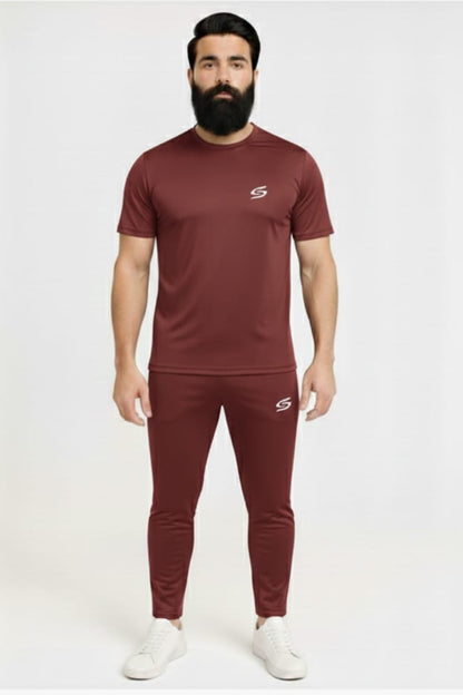 BS Man’s DryFit TrackSuit Full Maroon Combo #176