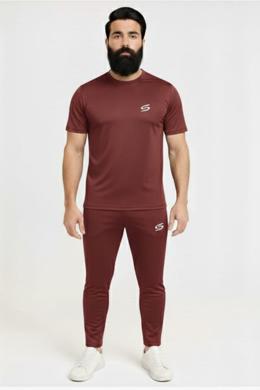 BS Man’s DryFit TrackSuit Full Maroon Combo #176