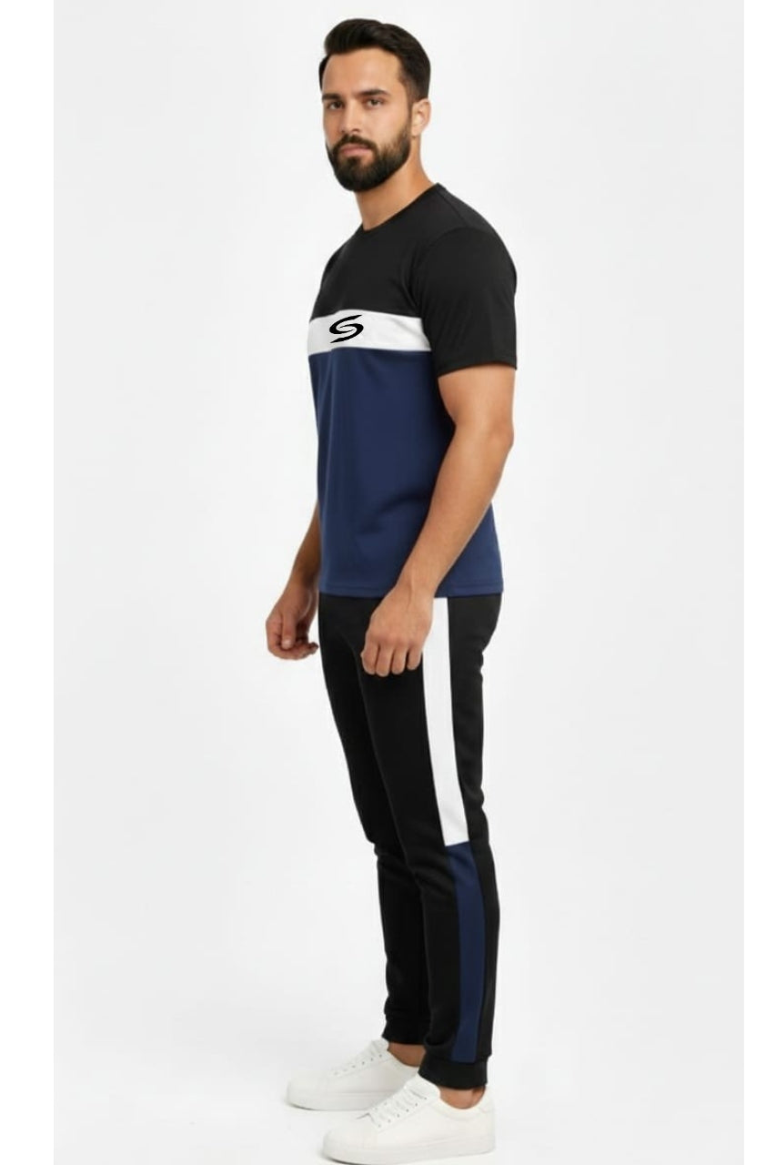 BS Man’s DryFit TrackSuit Navy Blue/White/Black Combo #179