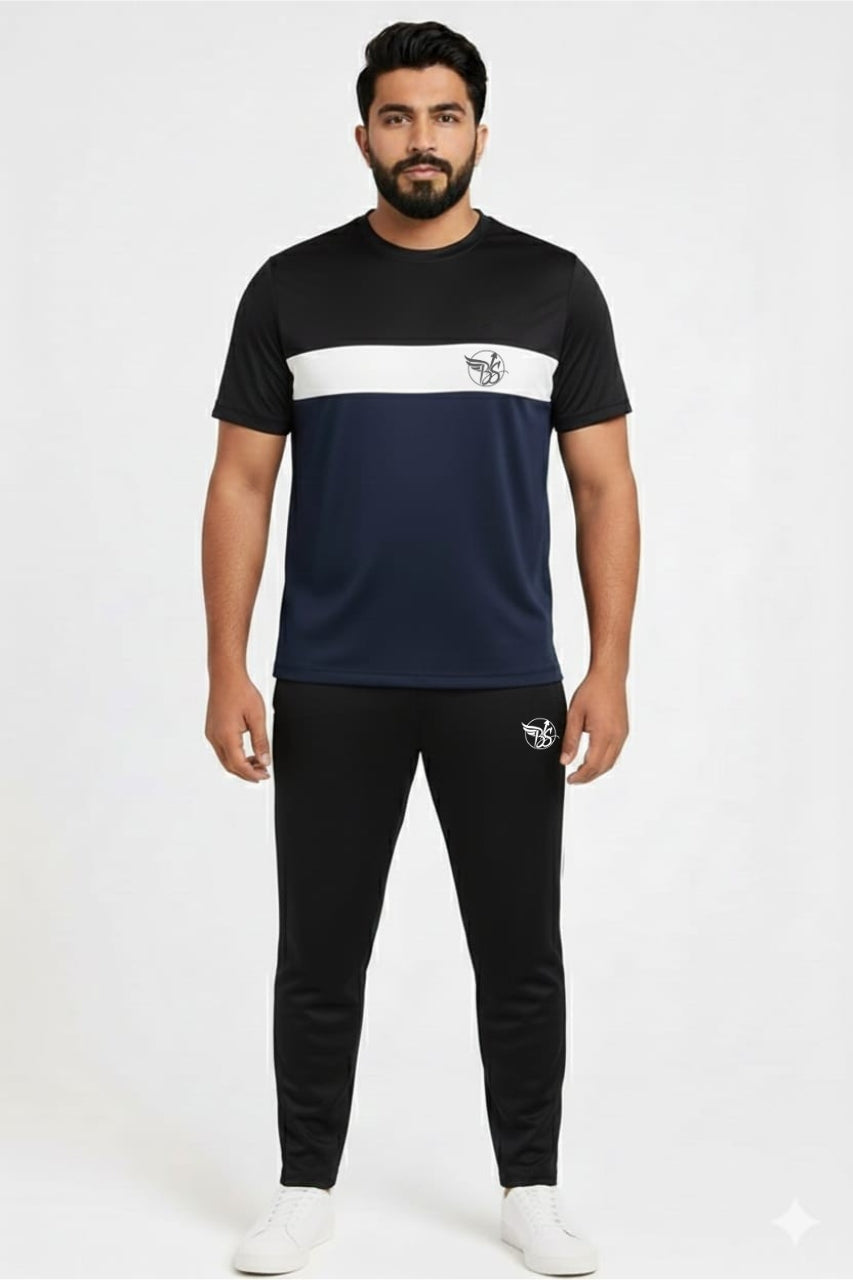 BS Man’s DryFit TrackSuit Navy Blue/White/Black Combo #179 - blacksparrow