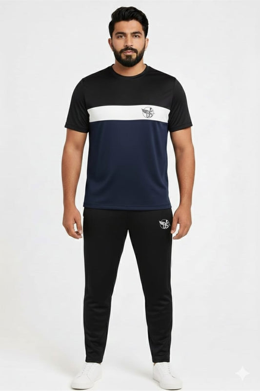 BS Man’s DryFit TrackSuit Navy Blue/White/Black Combo #179 - blacksparrow