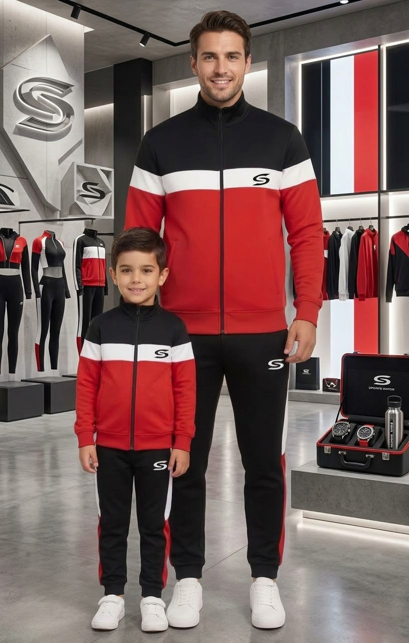 Red/Black & White Mock Neck-Father Son's Style Edition# 3422