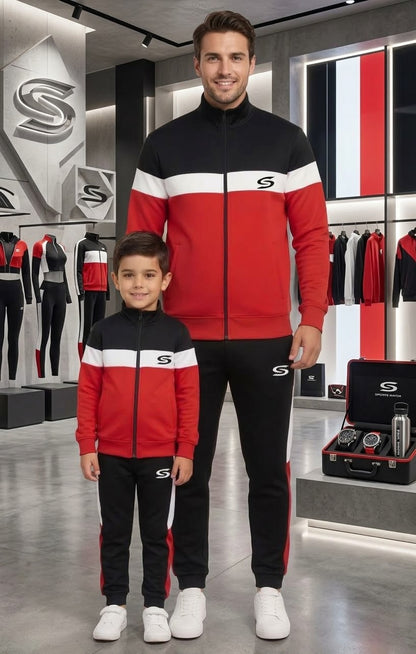 Red/Black & White Mock Neck-Father Son's Style Edition# 3422