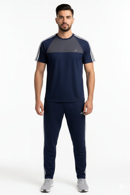 BS Man’s DryFit TrackSuit-Adi Style- Navy Blue/Grey Combo #190 - blacksparrow