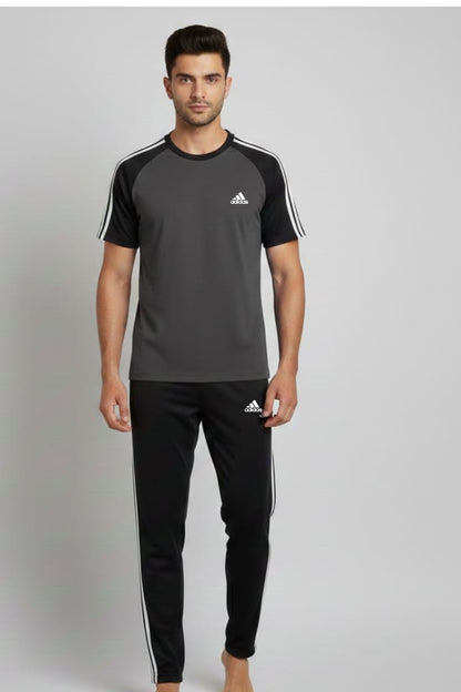 BS Man’s DryFit TrackSuit-Adi Style-Grey/Black Combo #195 - blacksparrow