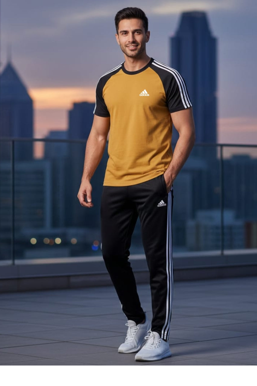 BS Man’s DryFit TrackSuit-Adi Style-Yellow/Black Combo #196 - blacksparrow