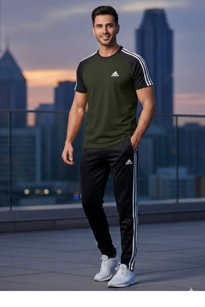 BS Man’s DryFit TrackSuit-Adi Style-Dark Olive/Black Combo #199