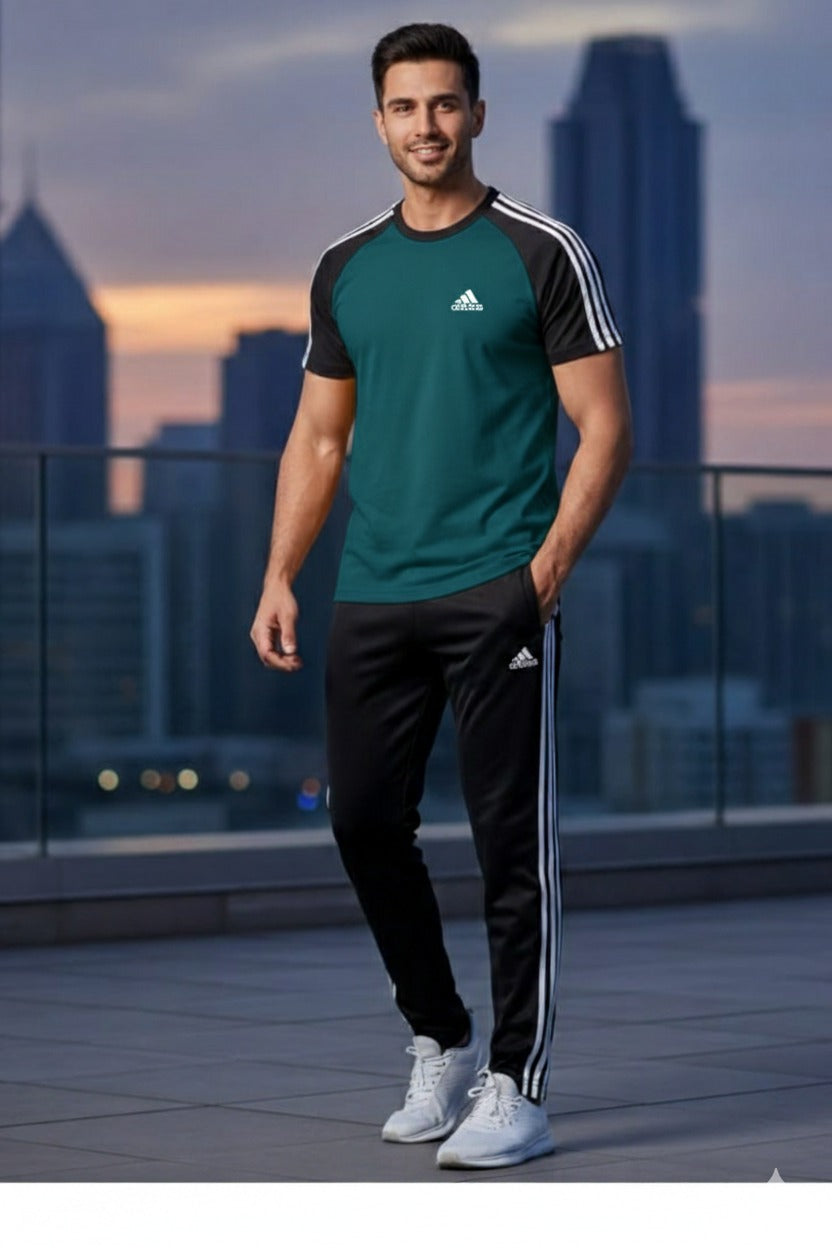 BS Man’s DryFit TrackSuit-Adi Style-Zinc/Black Combo #201