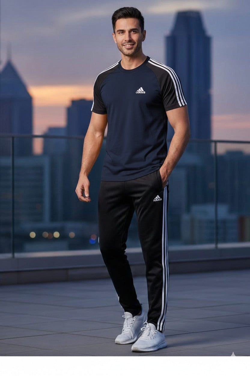 BS Man’s DryFit TrackSuit-Adi Style-Navy/Black Combo #202