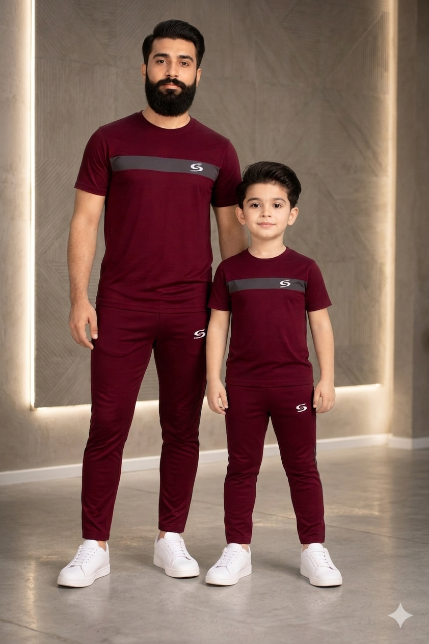 Like Father Like Son-Maroon/Grey Combo#166