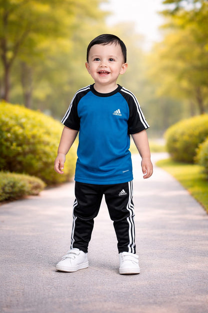 BS Kid’s Dry-Fit Tracksuit-Adi Style-Peacock Blue/Black Combo#203
