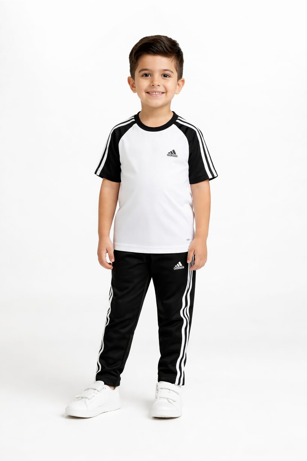 BS Kid’s Dry-Fit Tracksuit-Adi Style- White/Black Combo #191