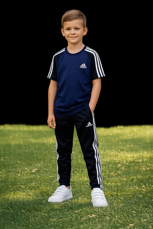 BS Kid’s Dry-Fit Tracksuit-Adi Style-Navy Blue/Black Combo #202