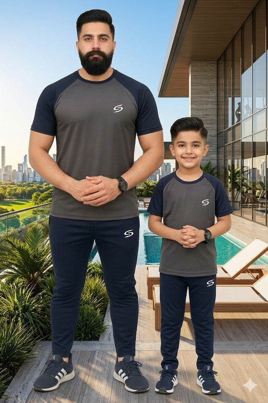 Like Father Like Son-Grey/Navy Blue Combo#158