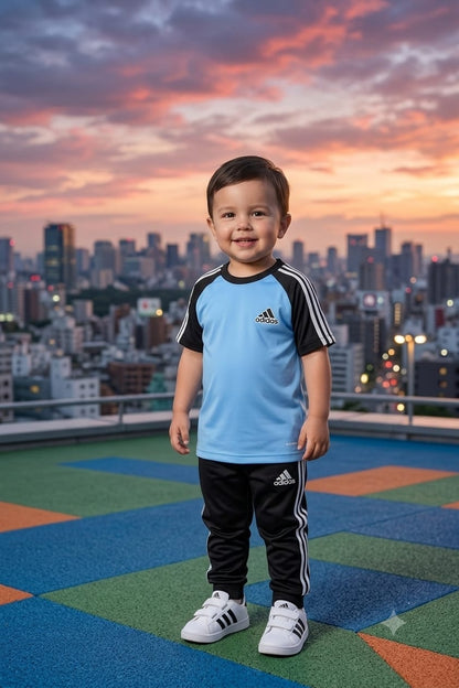 BS Kid’s Dry-Fit Tracksuit-Adi Style-Sky Blue/Black Combo#205