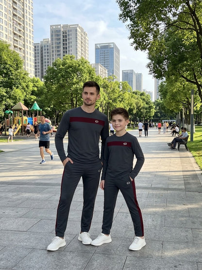 Like Father Like Son-Grey/Maroon Combo Long Sleevs #156