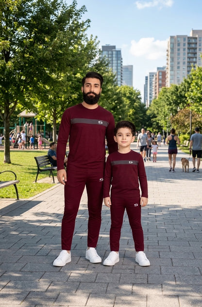 Like Father Like Son-Maroon/Grey Combo Long Sleevs #166