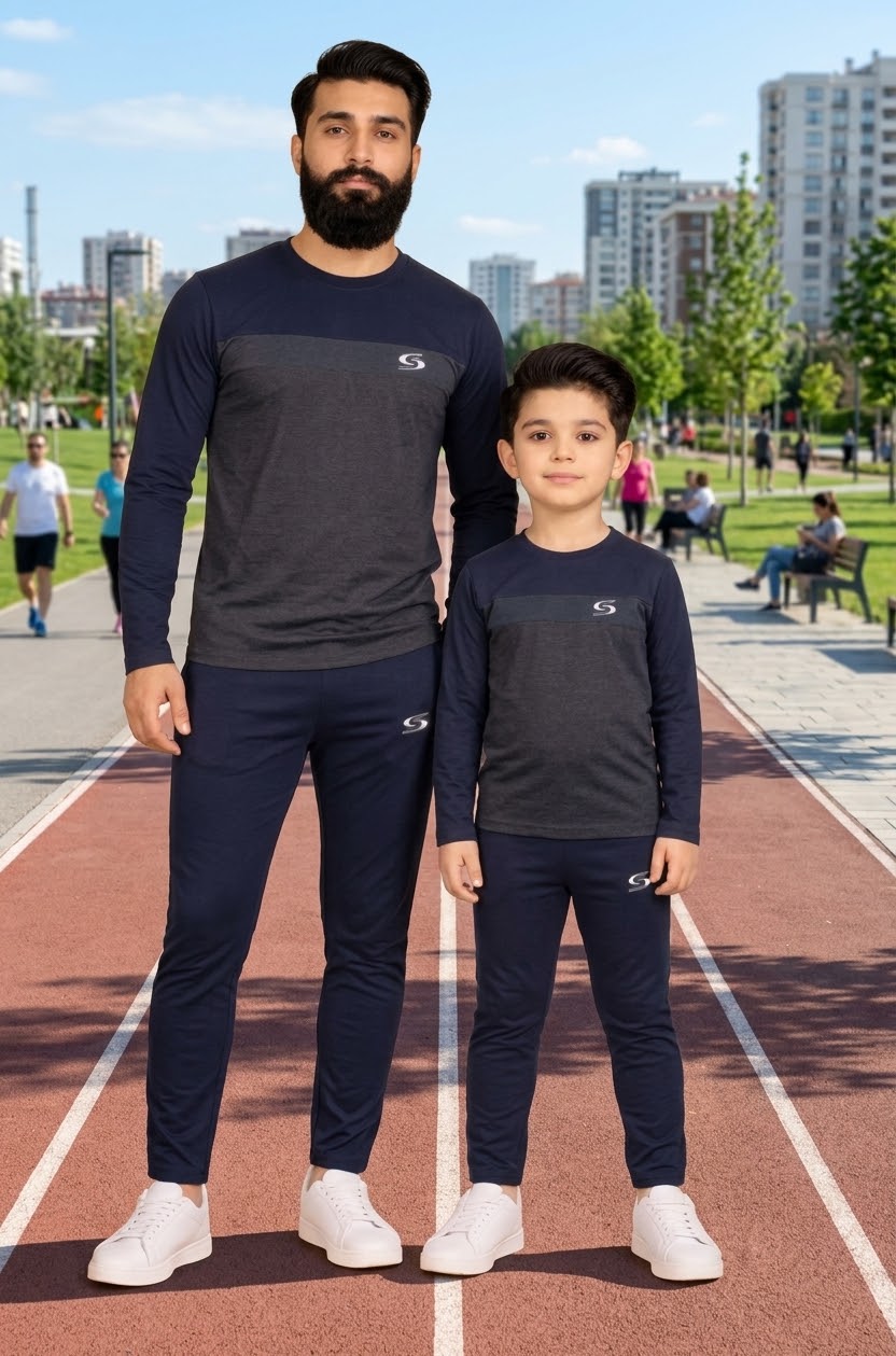 Like Father Like Son-Navy/Grey Combo Long Sleevs #160