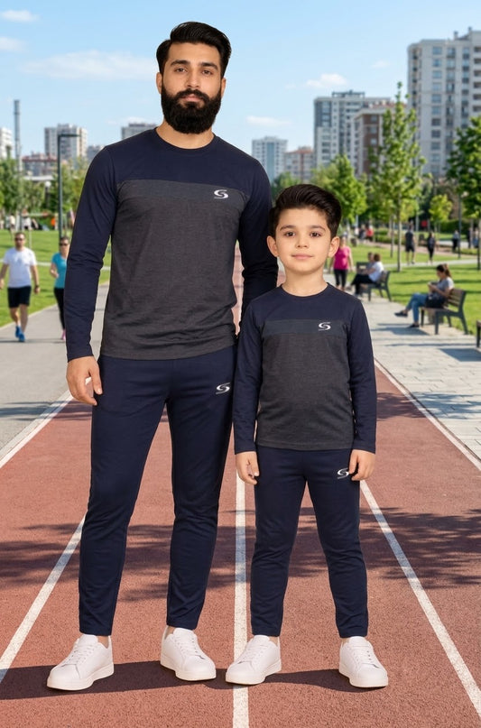 Like Father Like Son-Navy/Grey Combo Long Sleevs #160