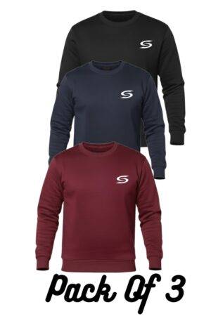 Winter Collection-Pack Of 3 Black+Navy Blue+Maroon Premium Sweatshirts