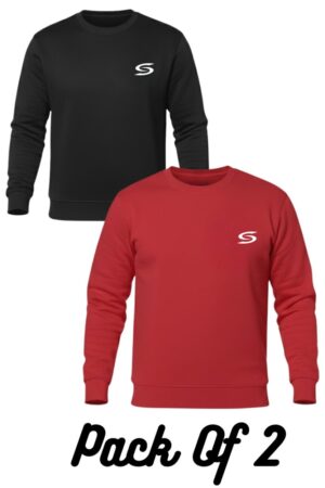 Winter Collection-Pack Of 2 Black+Red Premium Sweatshirts