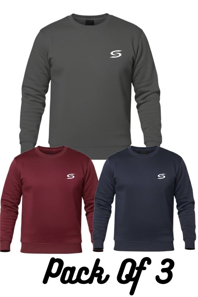 Winter Collection-Pack Of 3 Navy Blue+Grey+Maroon Premium Sweatshirts