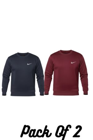 Winter Collection-Pack Of 2 Maroon+Navy Blue Premium Sweatshirts