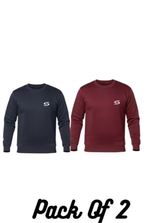 Winter Collection-Pack Of 2 Maroon+Navy Blue Premium Sweatshirts