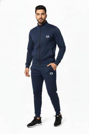 Winter -Man's Only-Moack Neck  Navy Blue Premium Tracksuit.